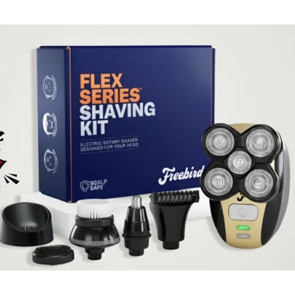 Freebird Flex Series Shaving Kit Electric Rotary Head Shaver Gold Black New